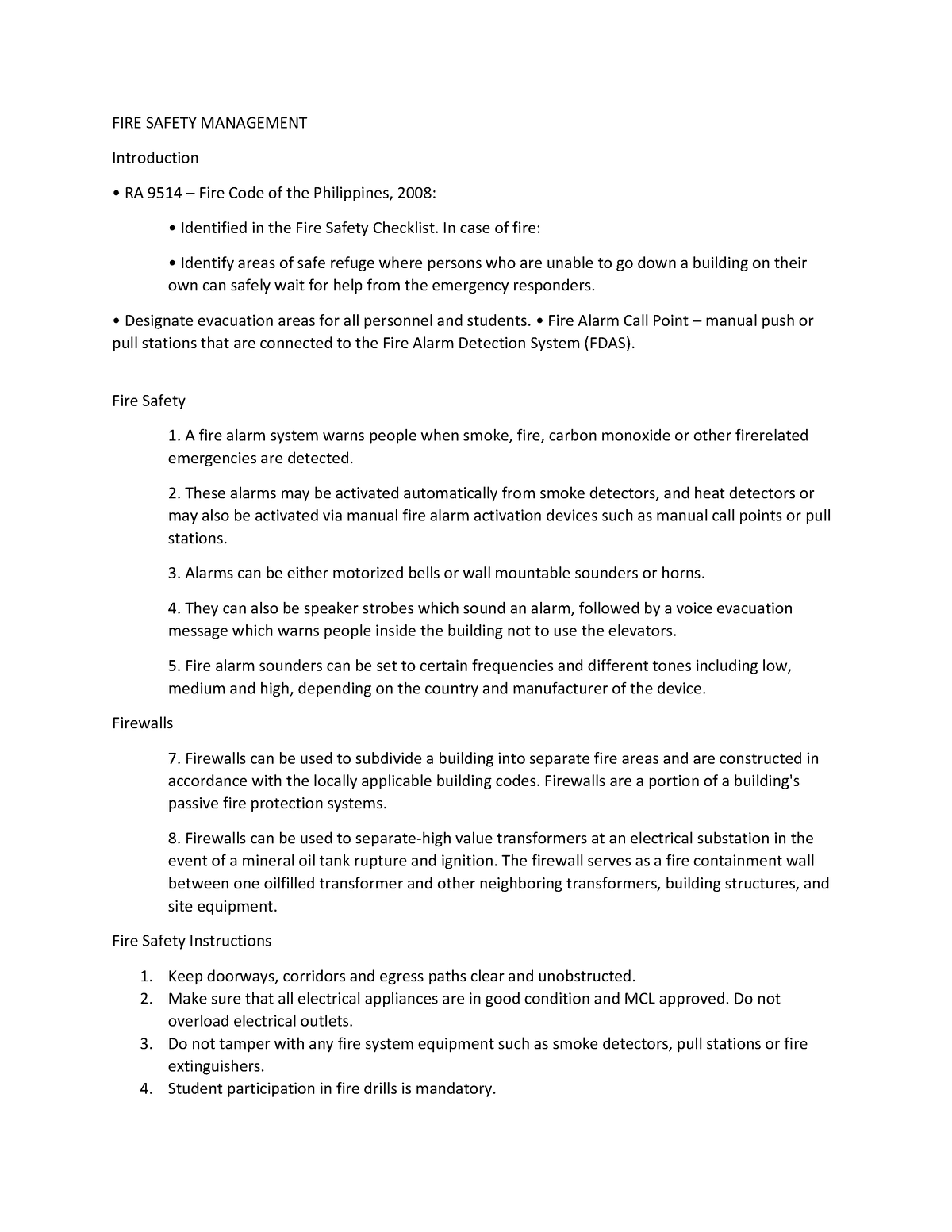 8. FIRE Safety Management Ang Electrical Safety Part 1 - FIRE SAFETY ...