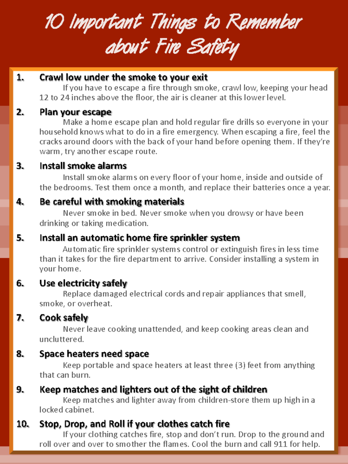 10 Important Things to Remember About Fire Safety (PDF) - Crawl low ...