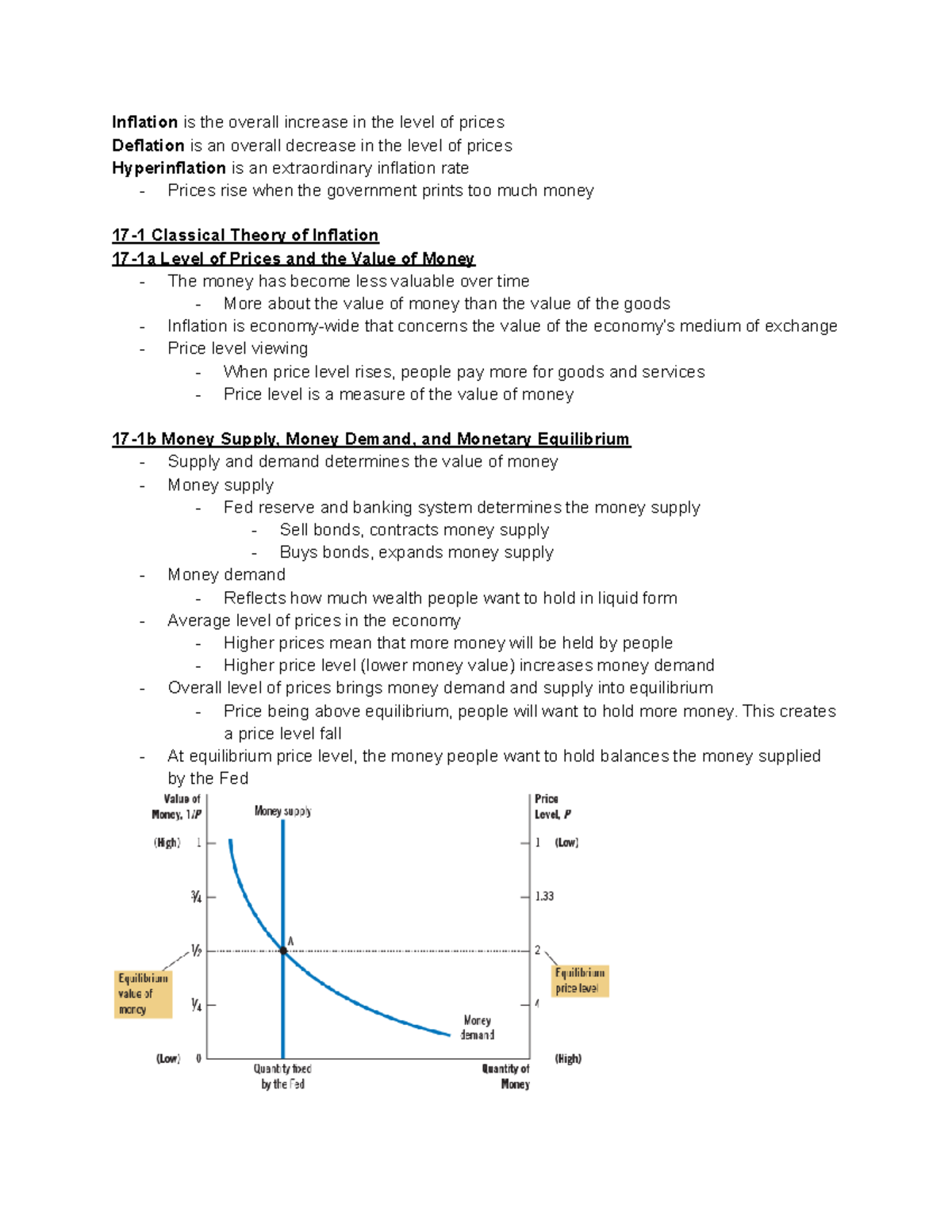 Chapter 17 Macroeconomics Textbook Notes - Inflation Is The Overall ...