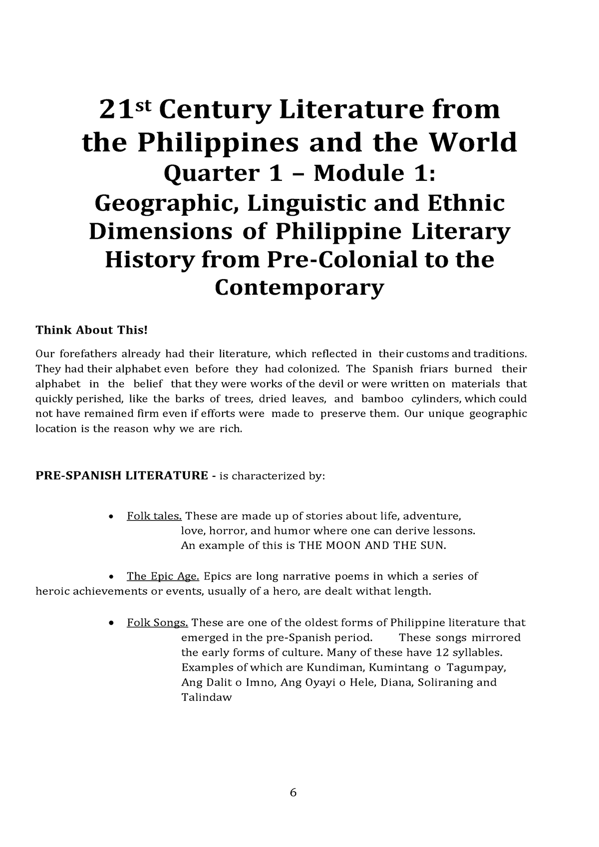 21st Century Literature - Q1 - Module 1 - 21 St Century Literature From ...