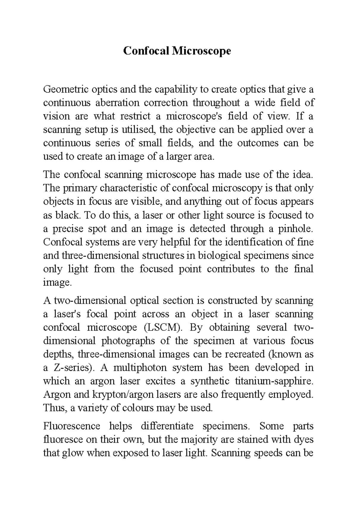 Confocal Microscope - Confocal Microscope Geometric optics and the ...