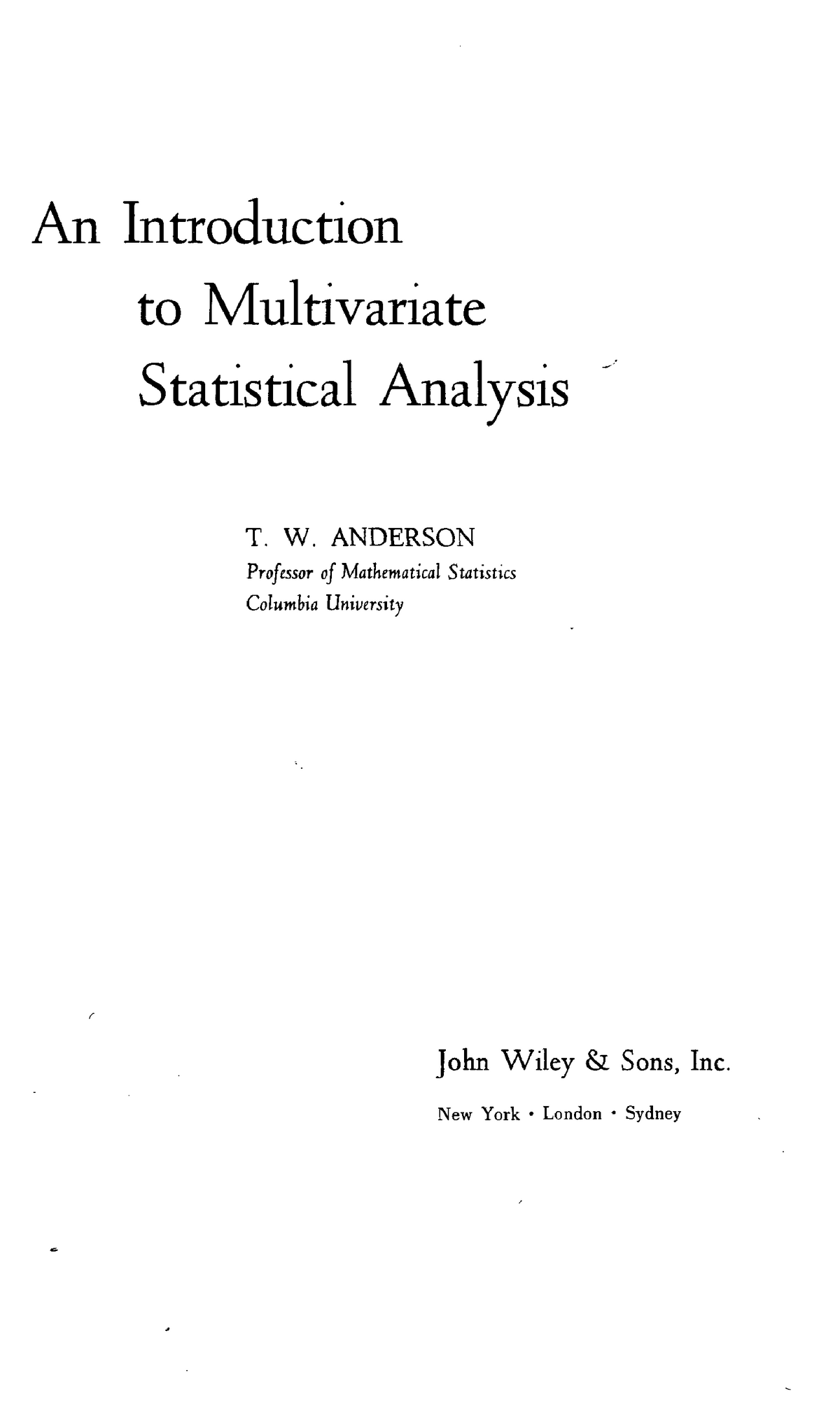 thesis on multivariate statistics