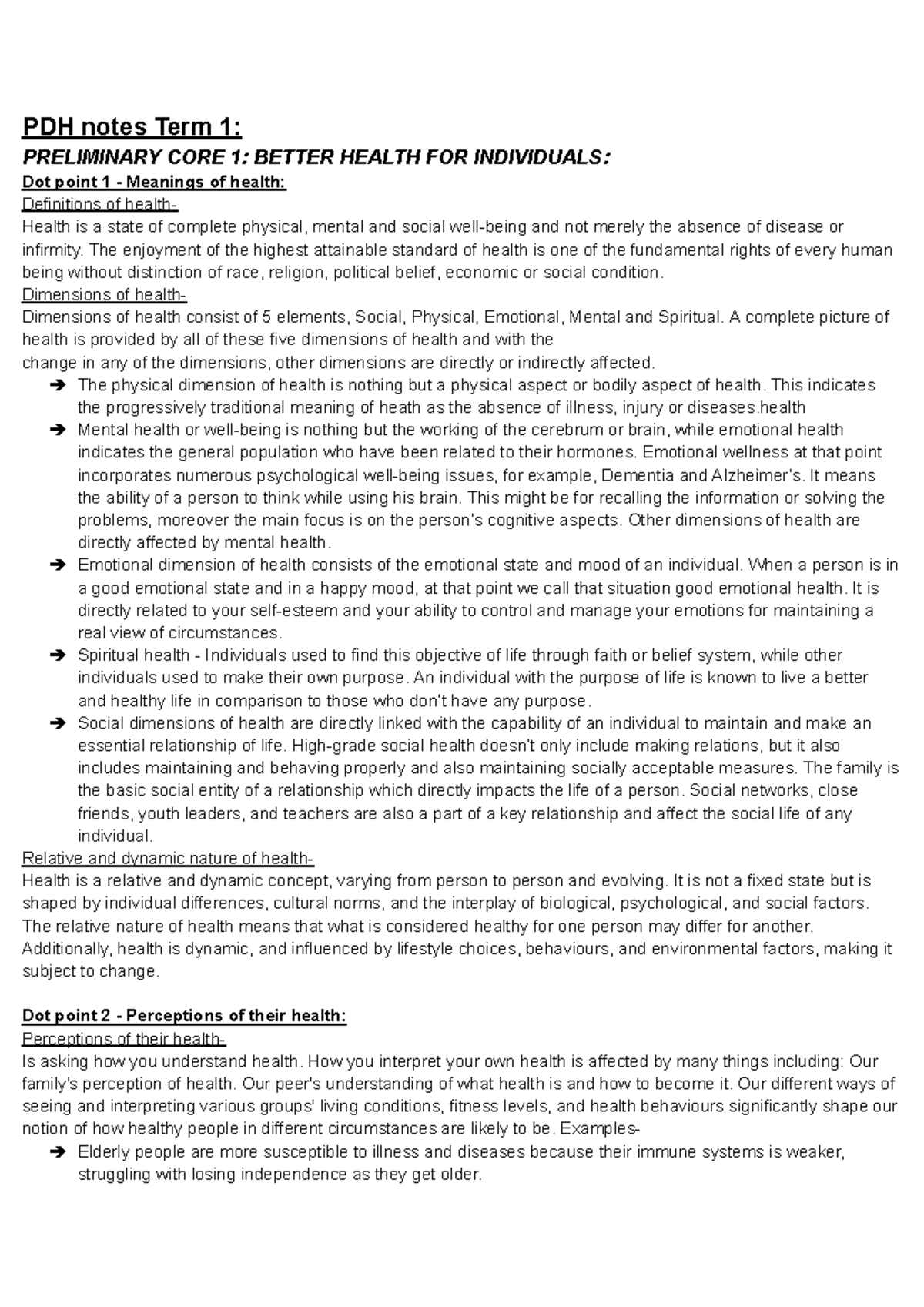 PDH notes Term 1 - Google Docs - PDH notes Term 1: PRELIMINARY CORE 1 ...