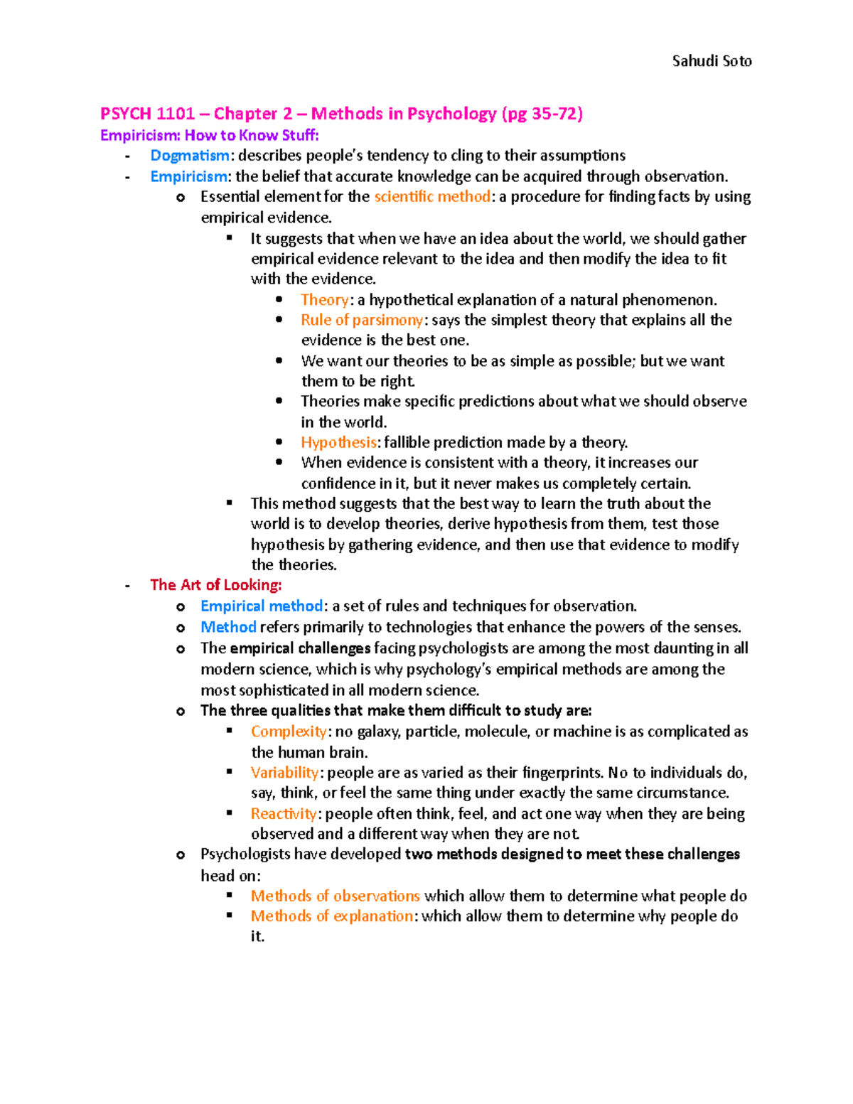 Chapter 2 Review - PSYCH 1101 – Chapter 2 – Methods in Psychology (pg ...