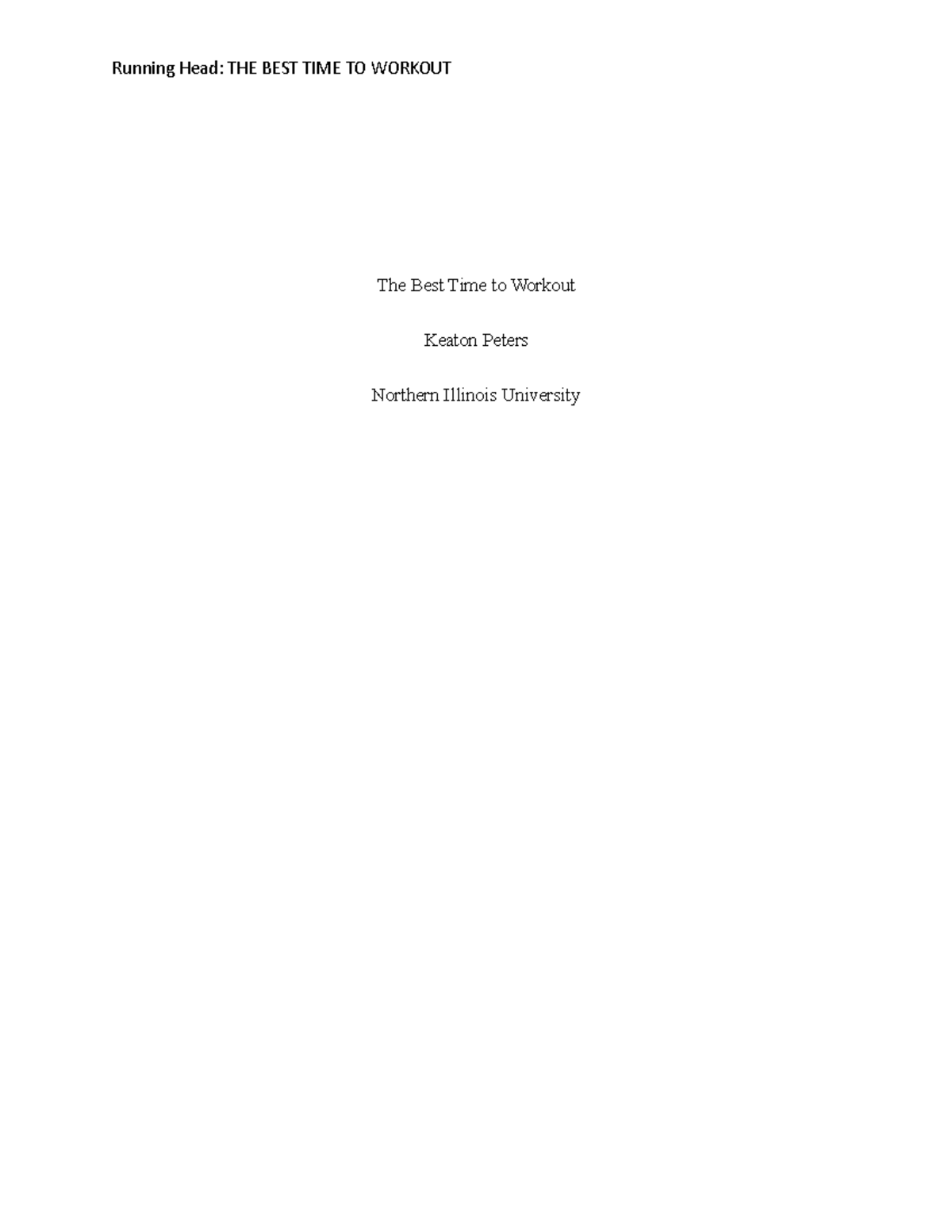 Abstract and Literature - Running Head: THE BEST TIME TO WORKOUT The ...