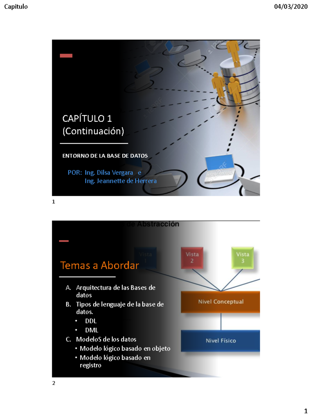 Capítulo 1. (continuación). Entorno de Base de de Datos 2020 Warning