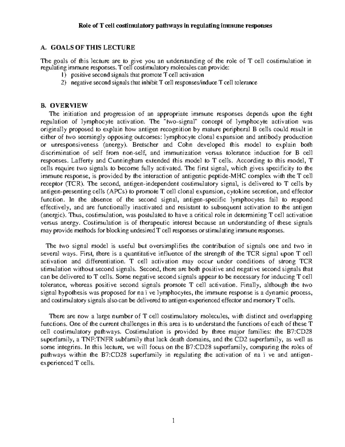 The role of T cell costimulatory pathways in regulating immune ...