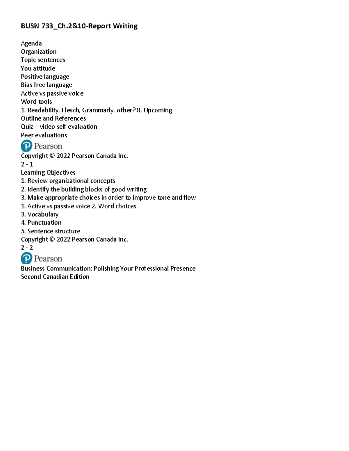 BUSN 733 Ch.2 and 10-Report Writing - BUSN 733_Ch&10-Report Writing ...