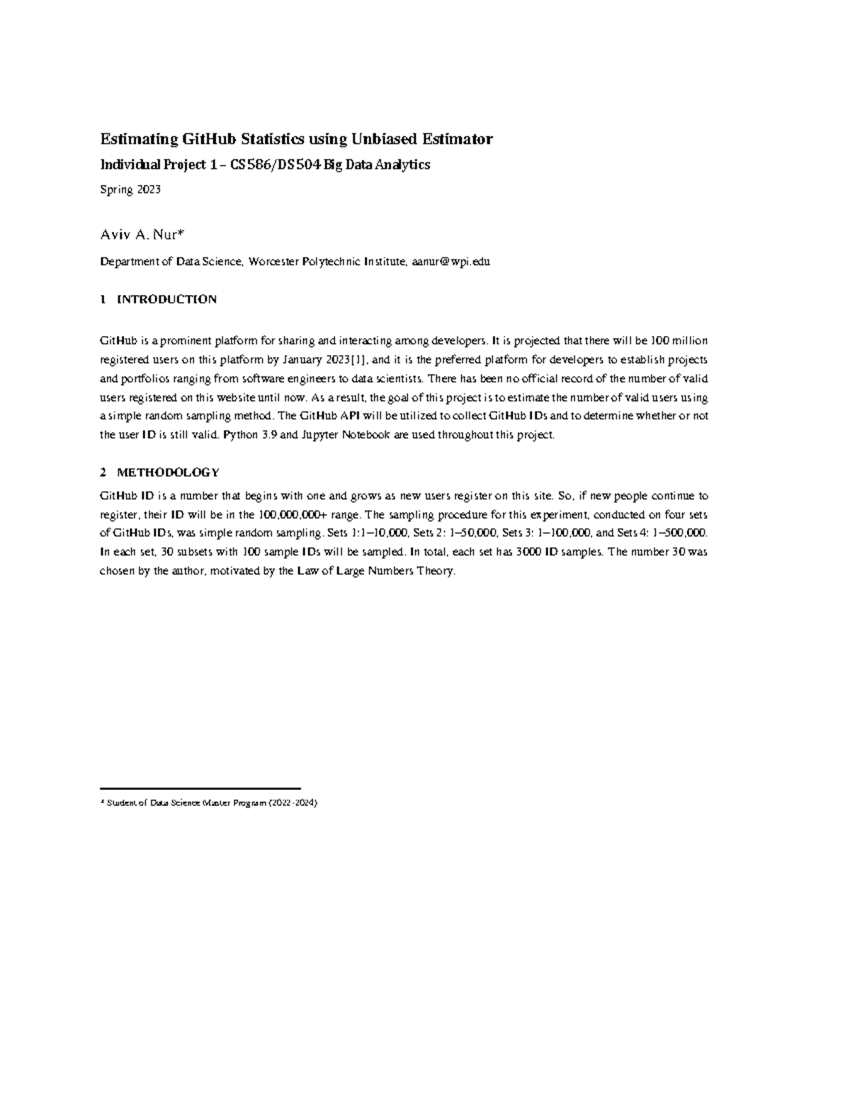 WPI - DS 504 - Individual Project 1 - Estimating GitHub Statistics ...