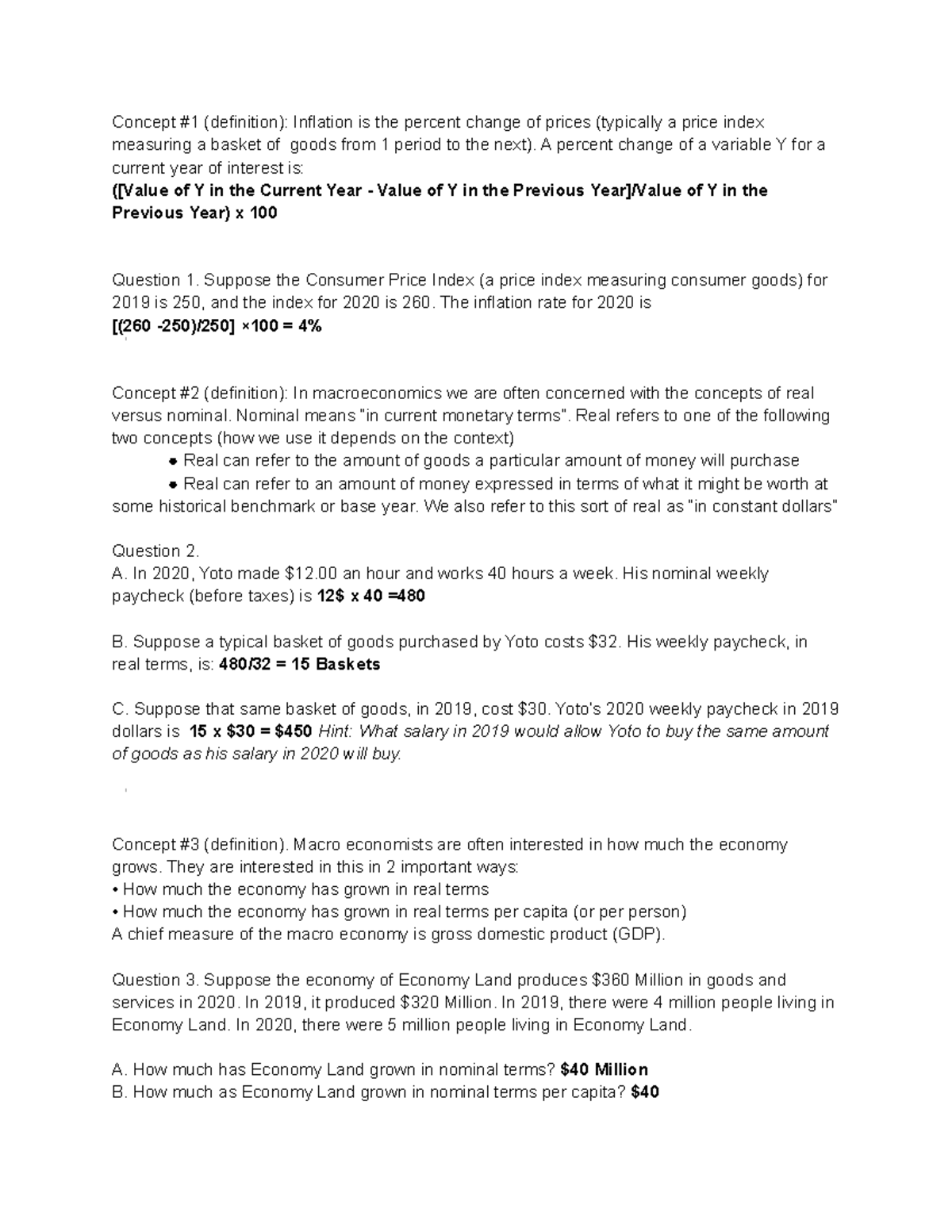 Lecture 2 - Classwork - Concept #1 (definition): Inflation is the ...