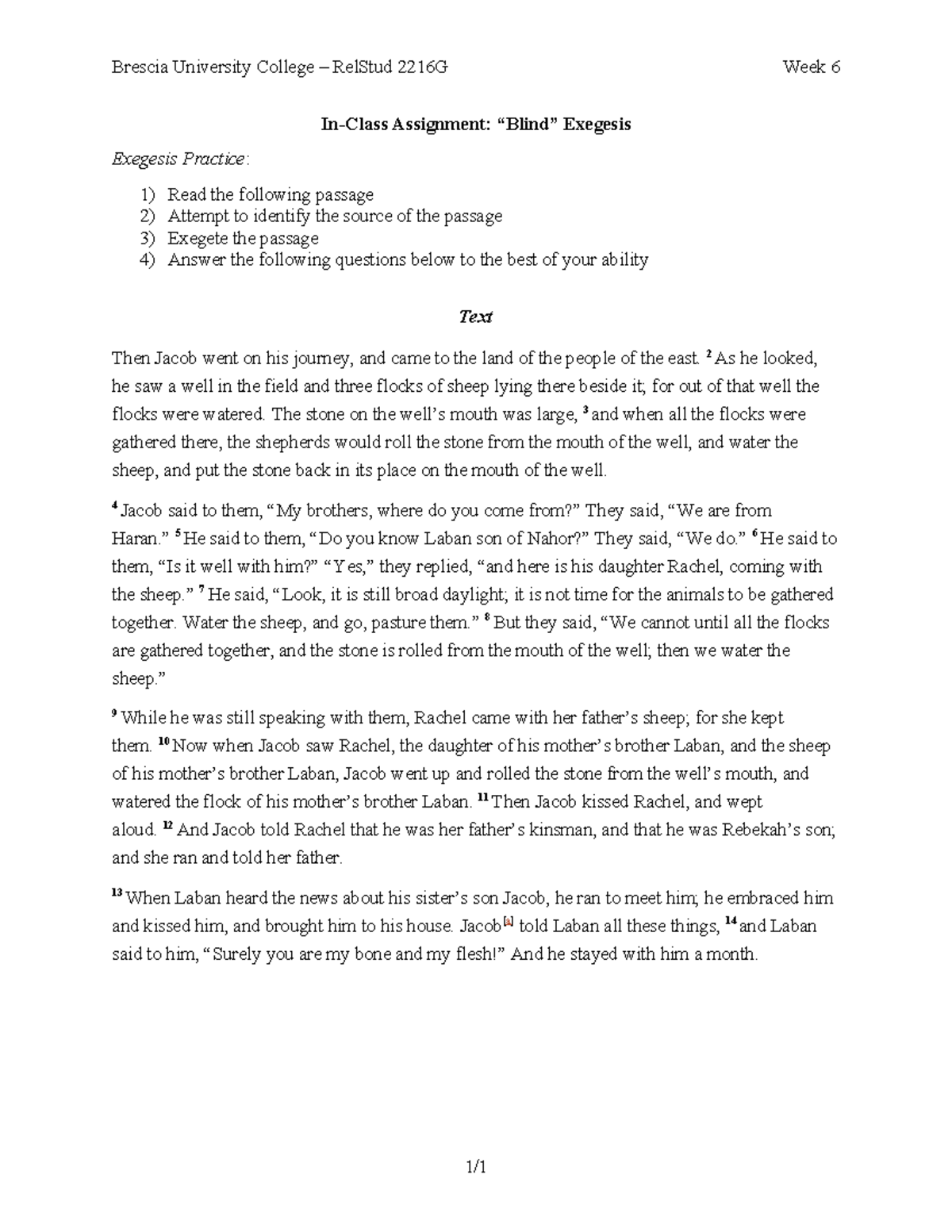 Week+6+ +In Class+Assignment+ +Blind+Exegesis - Brescia University ...