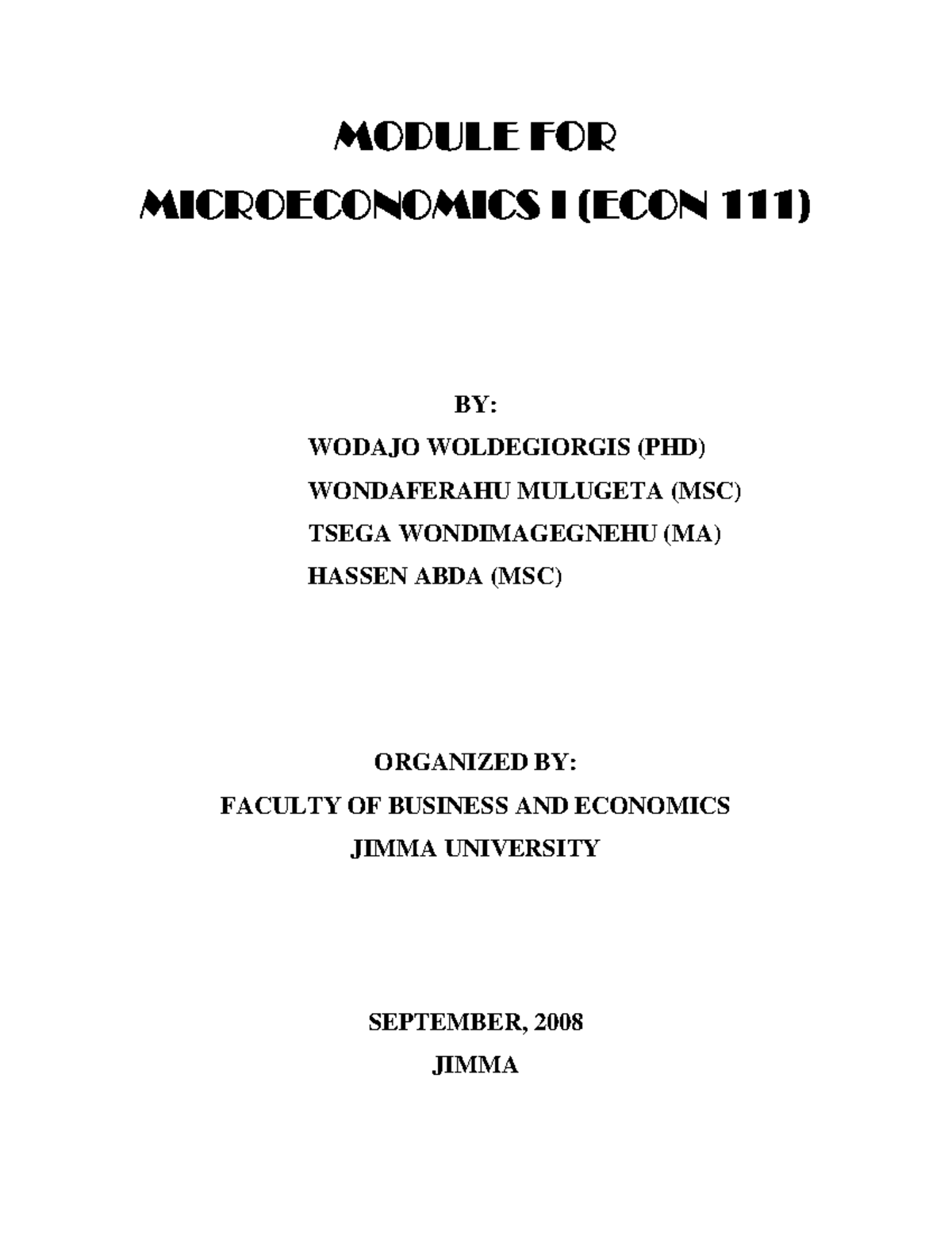 Micro econ - It will give more ideas in economics - MODULE FOR ...