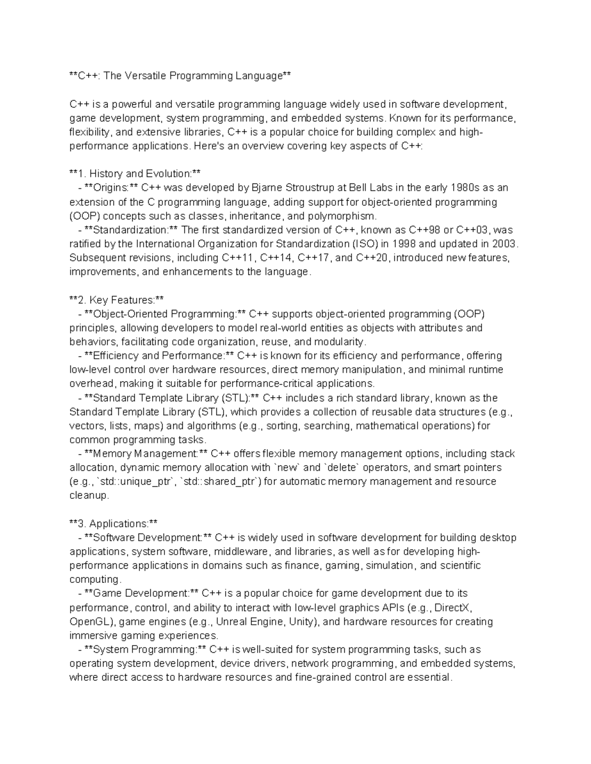 C++ The Versatile Programming Language - Known for its performance ...