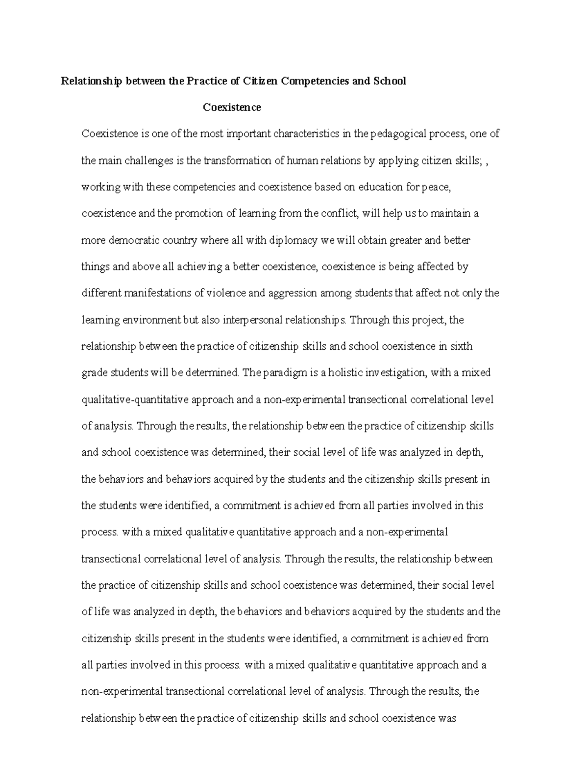 Relationship between the Practice of Citizen Competencies and School ...