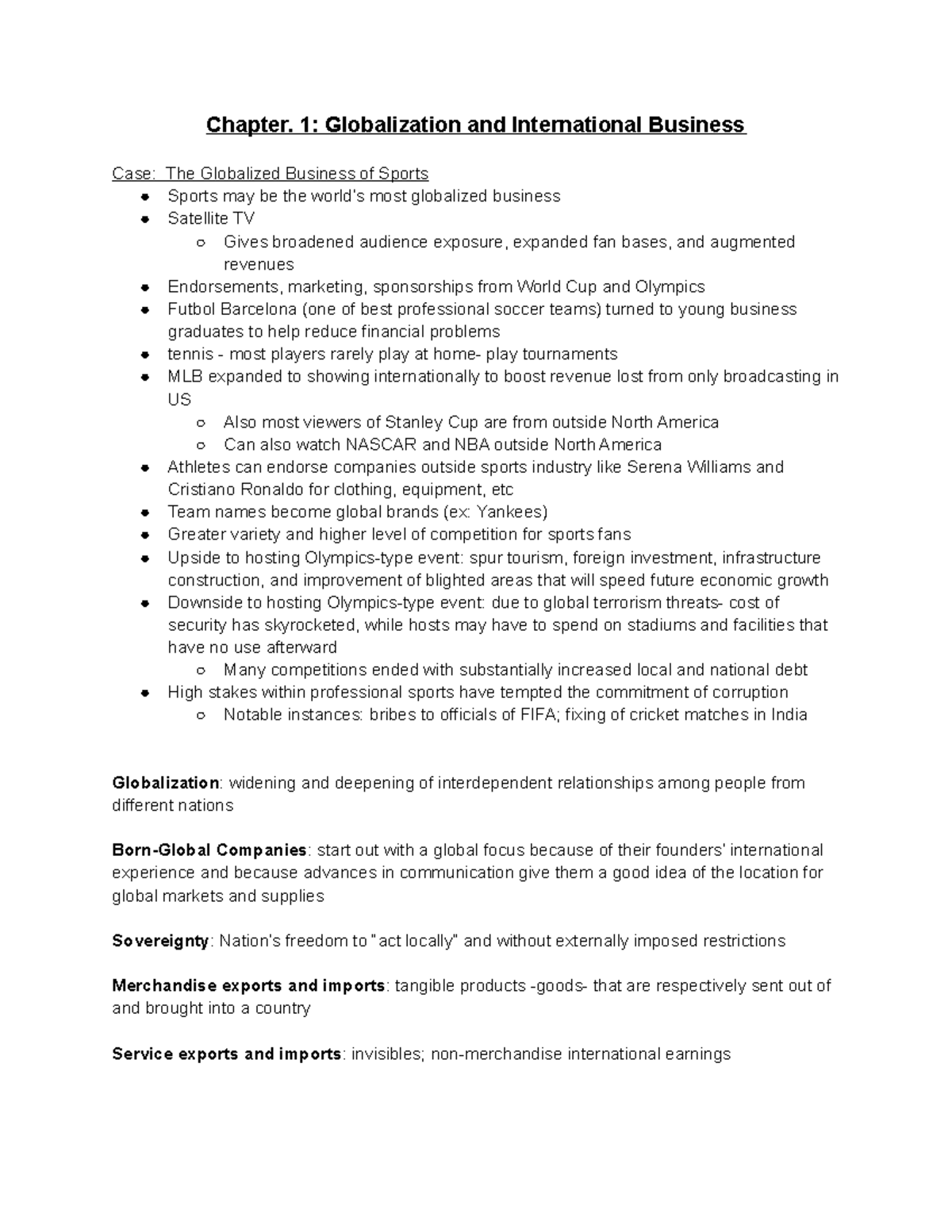 D270 Notes - Chapter. 1: Globalization And International Business Case ...