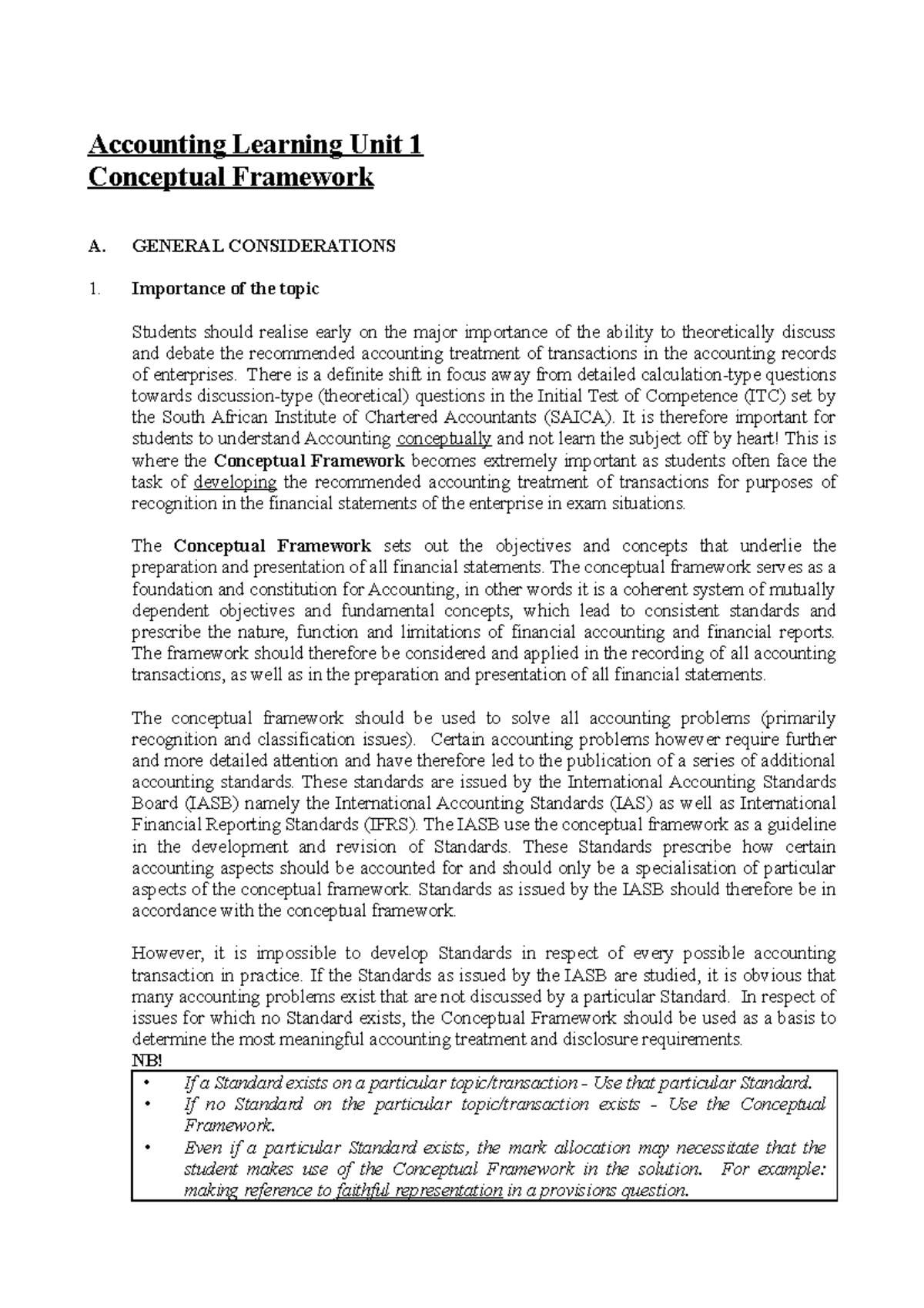 Learning Unit 1 - Lecture notes 1 - Accounting Learning Unit 1 ...