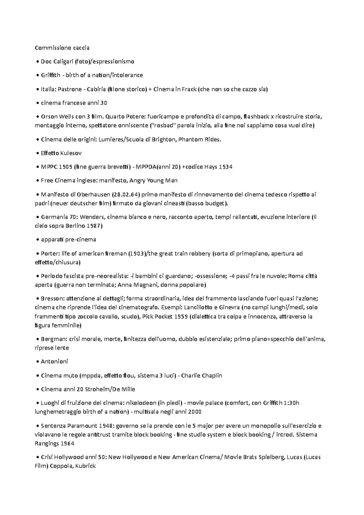 Domande Caccia Commissione Caccia Doc Caligari Foto Espressionismo Griffith Birth Of A Studocu