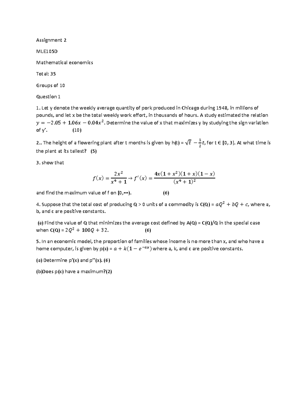 PART2 - Stats 115D (part 2, chapter8) - Assignment 2 MLE105D ...