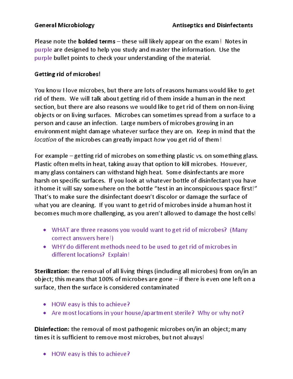 General Microbiology Antiseptics & Disinfectants General