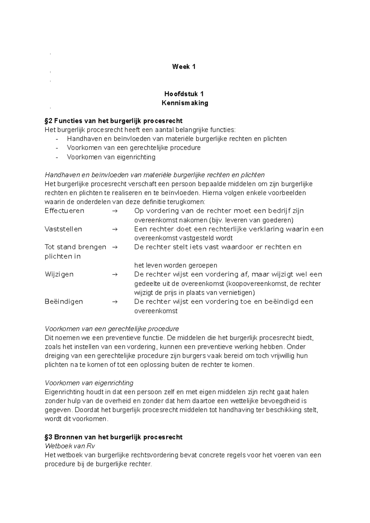 Samenvatting Burgerlijk Procesrecht - Week 1 Hoofdstuk 1 Kennismaking ...