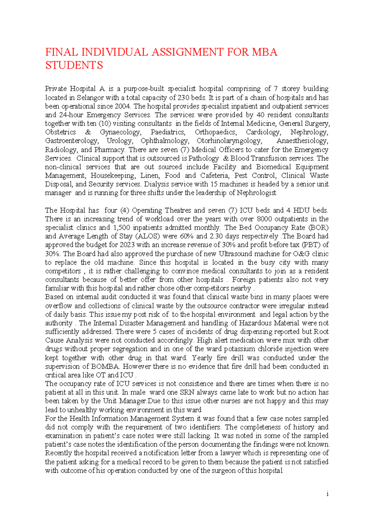 23Final Assign MBA - Sample question - i FINAL INDIVIDUAL ASSIGNMENT ...