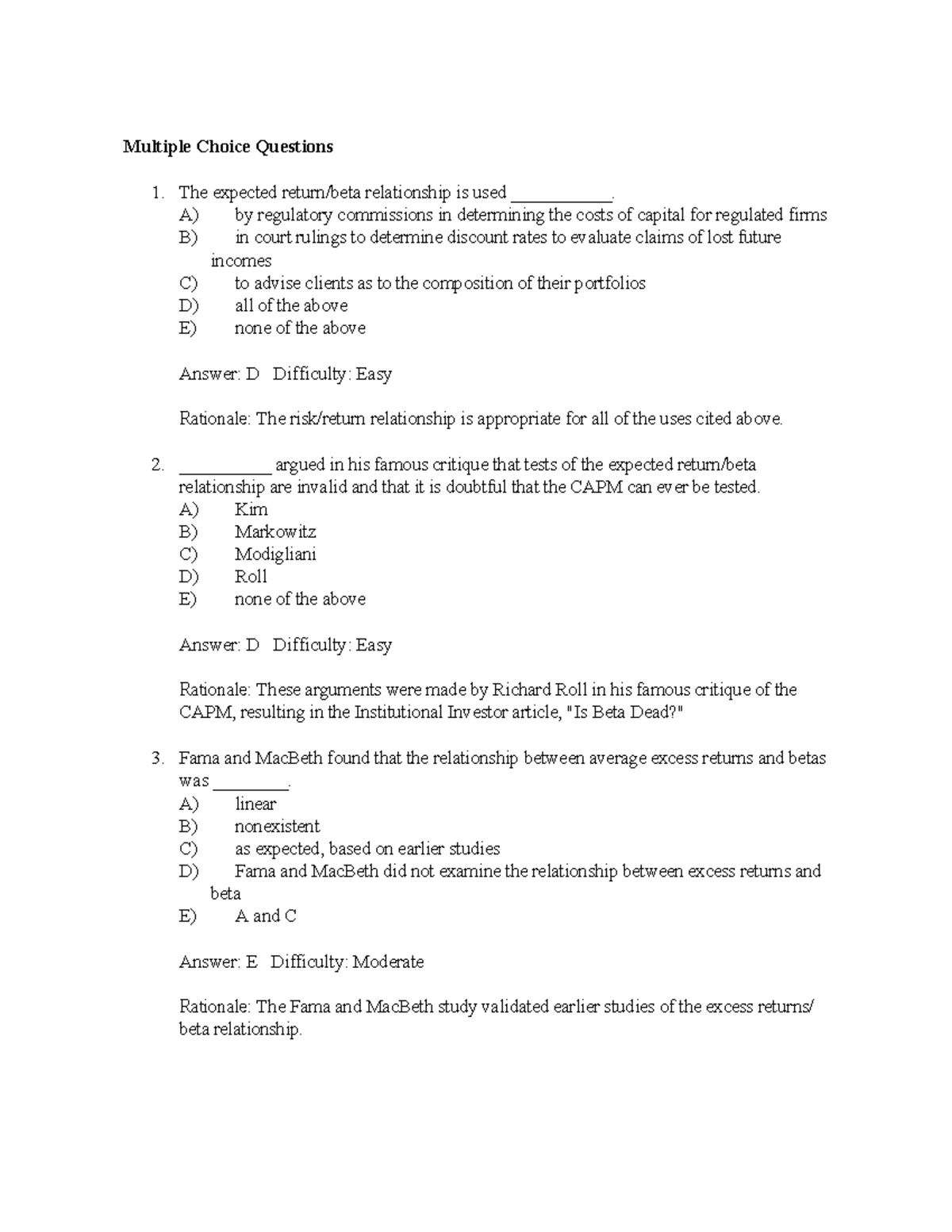 Chap013 - Lecture notes 13 - Multiple Choice Questions The expected ...