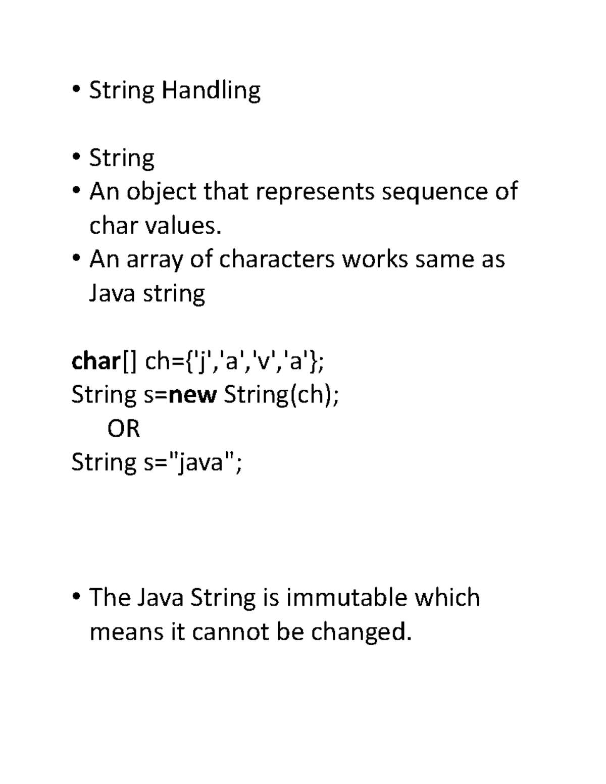 String Handling - String Handling String An object that represents ...