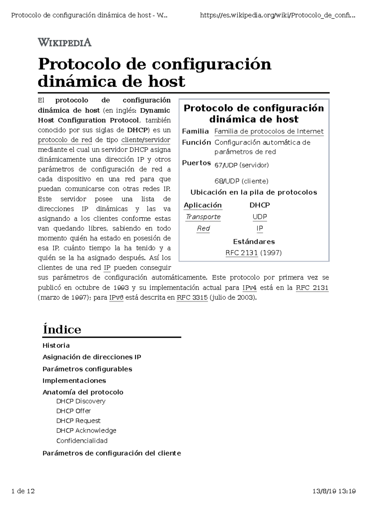 Dhcp - protocolo dhcp - Protocolo de configuración dinámica de host ...