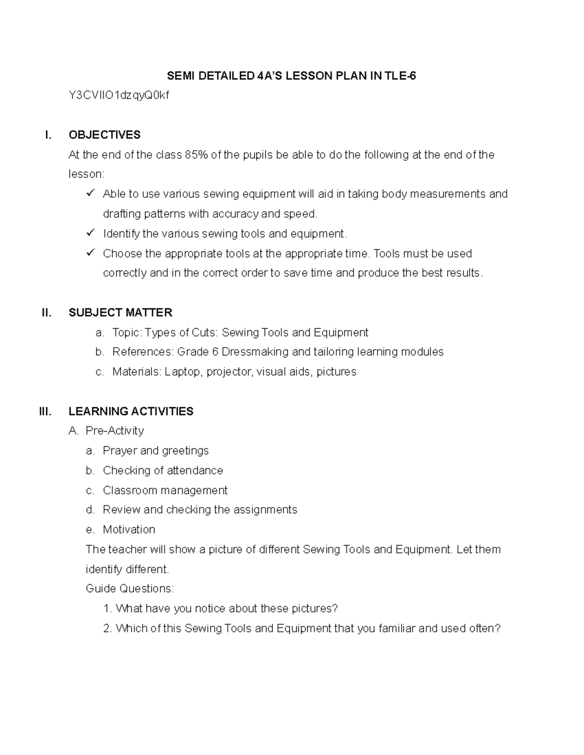 Lesson Plan 7 Semi Detailed 4as Lesson Plan In Tle Y3cviio1dzqyq0kf