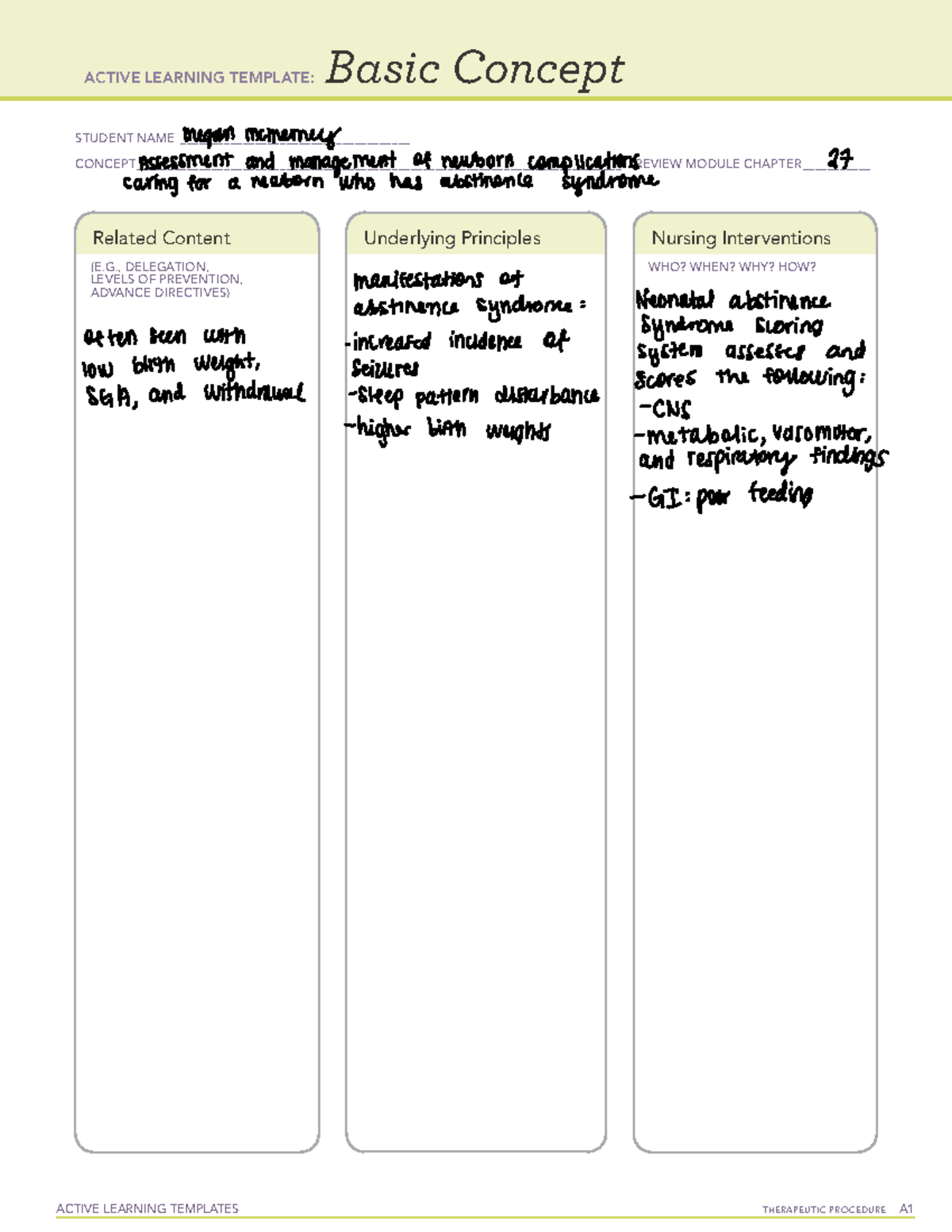 OB Proctor Remediation - Basic Concept STUDENT NAME