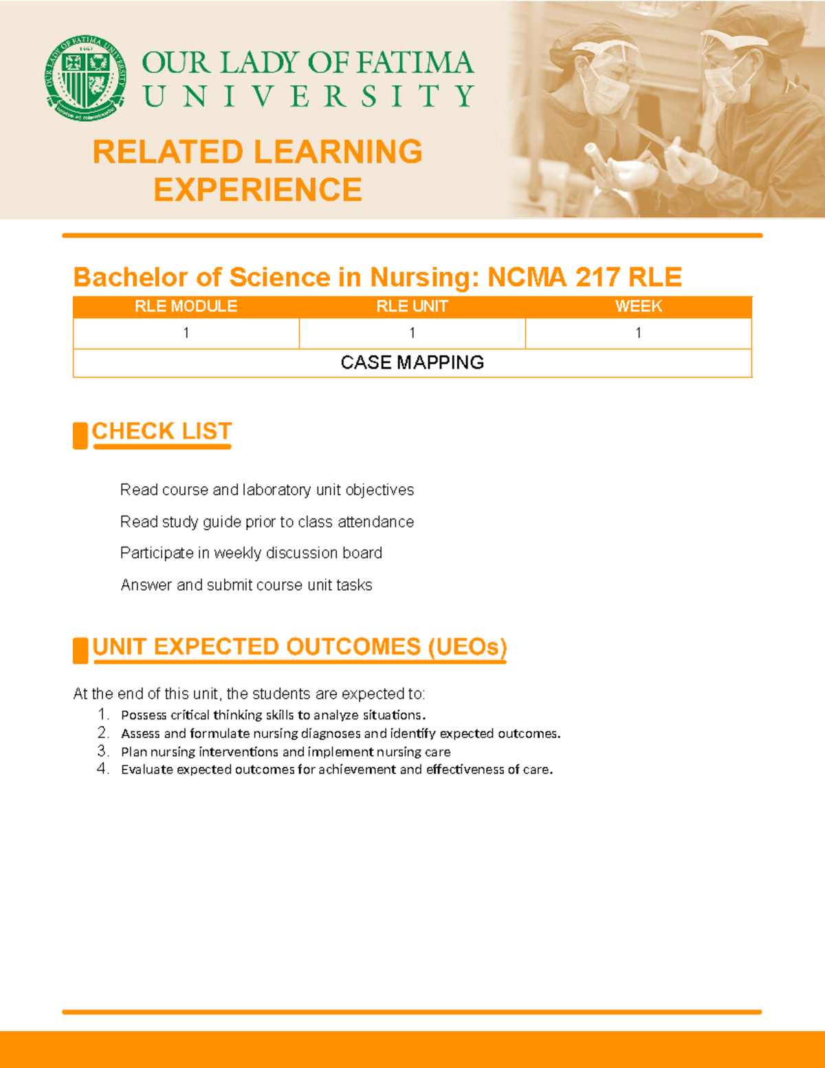 Casemapping - Bachelor of Science in Nursing: NCMA 217 RLE RLE MODULE ...