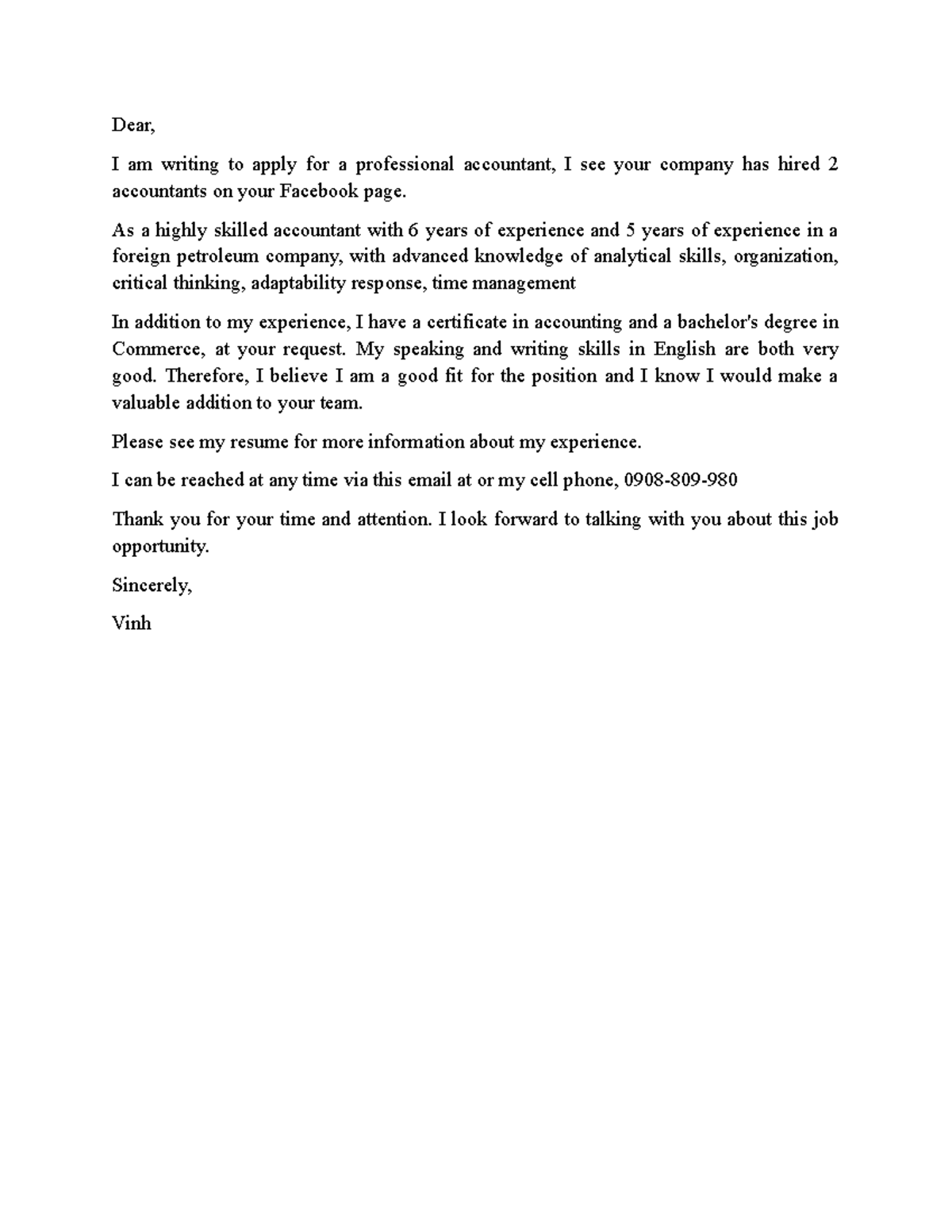 Unit-7 - marketing - Dear, I am writing to apply for a professional ...