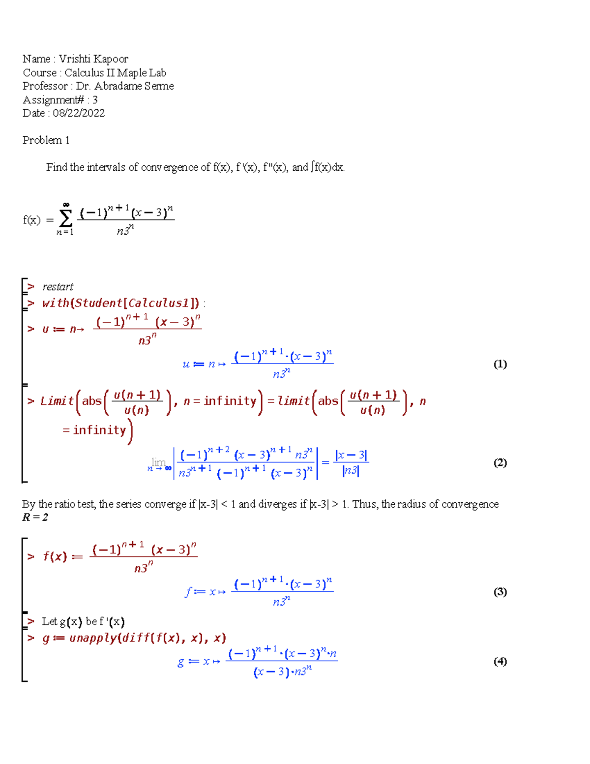 MAT 302 - Maple lab 3 - (2)(2) > > > > > > > > > > (3)(3) > > - Studocu