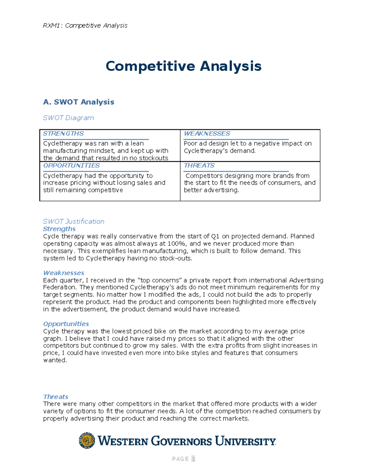 Competitive Analysis MLC - RXM1: Competitive Analysis Competitive ...