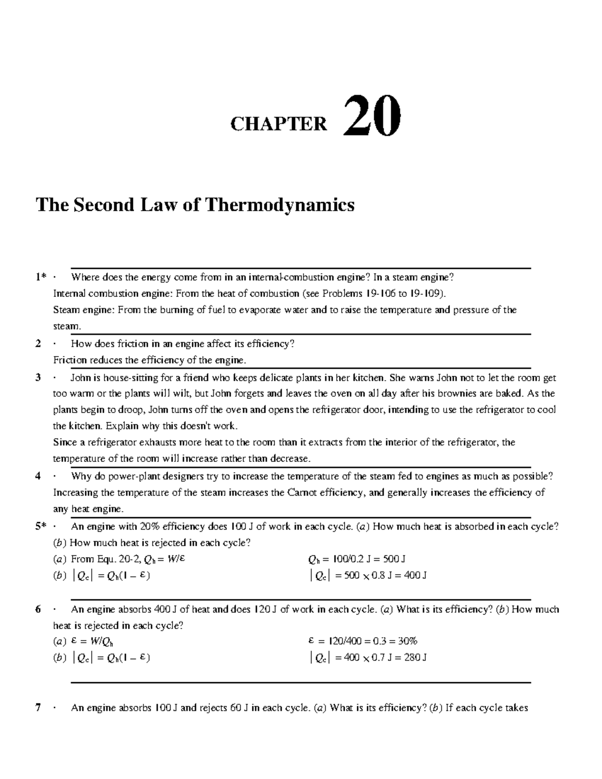 Important+-qiestions - CHAPTER 20 The Second Law of Thermodynamics 1 ...