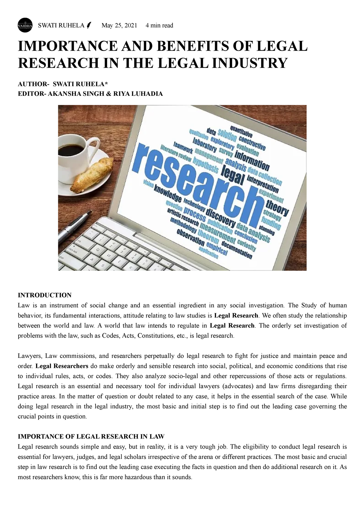 what is the importance of research in law