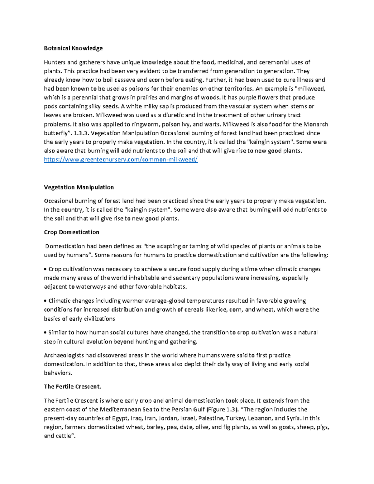 Botanical Knowledge Principle of Crop Production Botanical