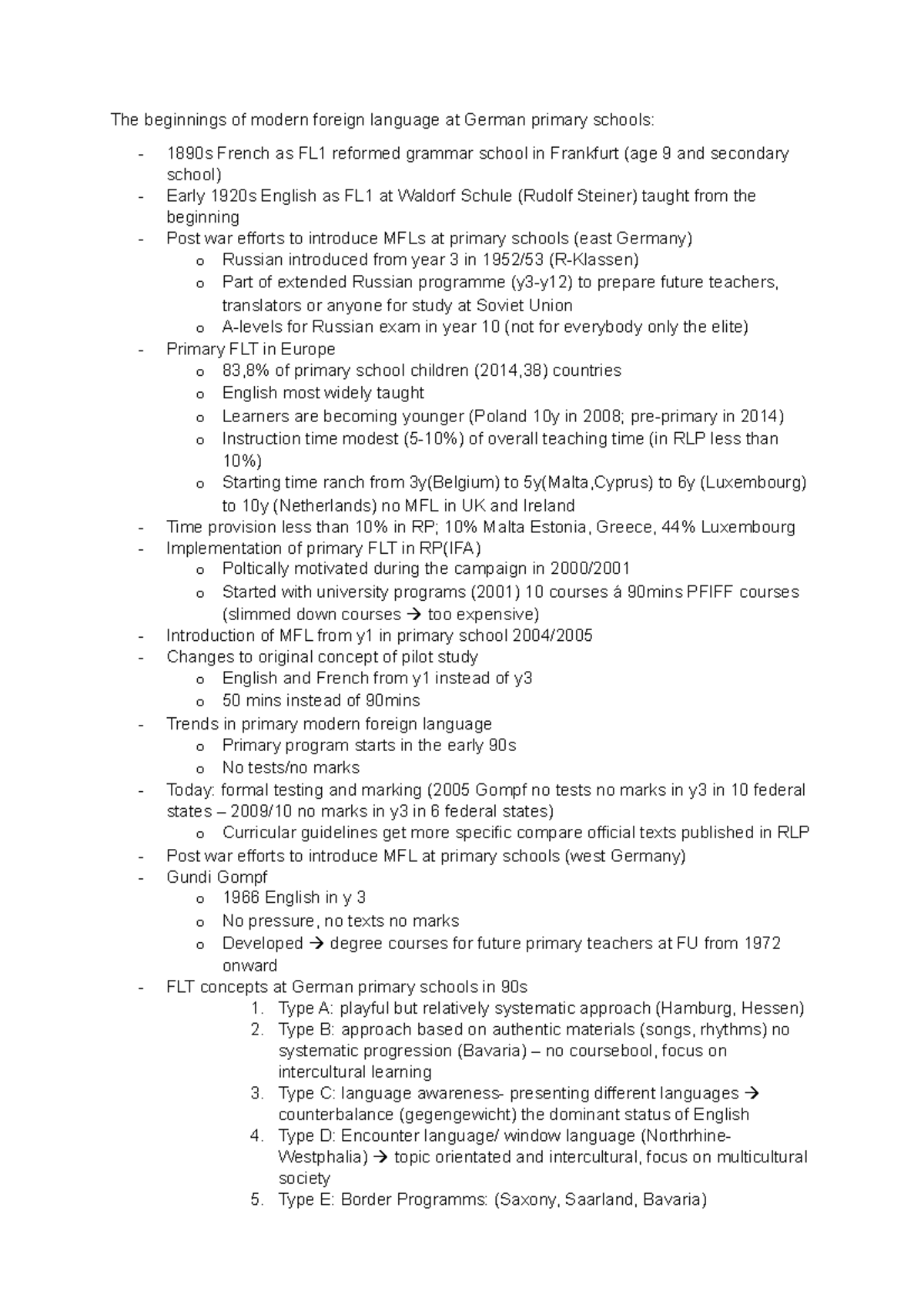 Englisch Zusammenfassung The beginnings of modern foreign language at