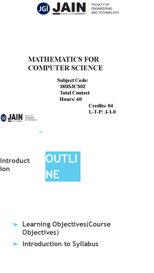 Mathematics FOR Computer Science (Question Bank) - Department of ...