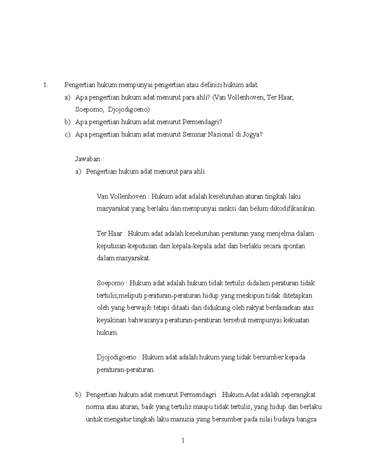 Hukum Adat 1-8 - Pengertian Hukum Mempunyai Pengertian Atau Definisi ...