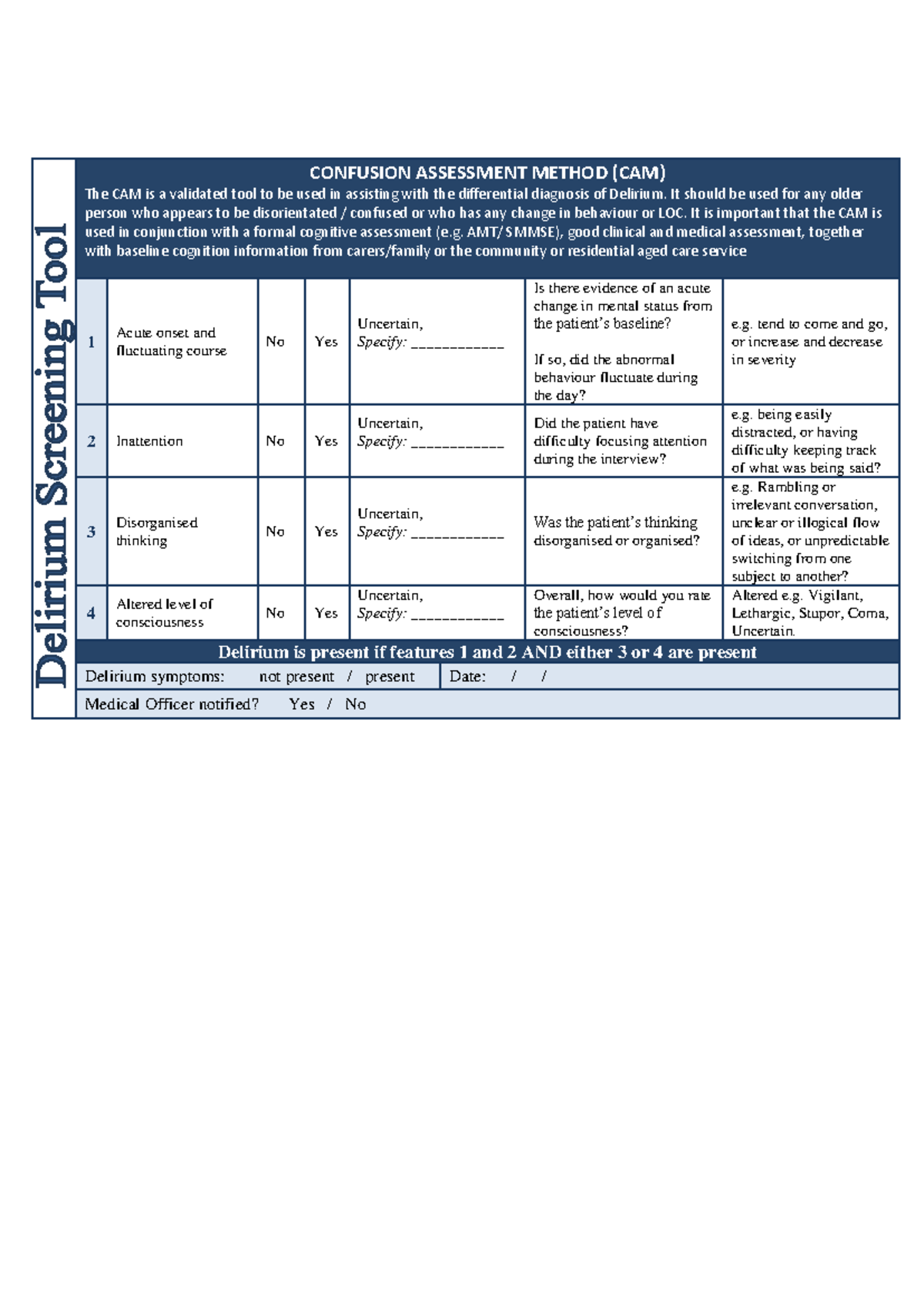 Delirium screening tool confusion-assessment-method - CONFUSION ...