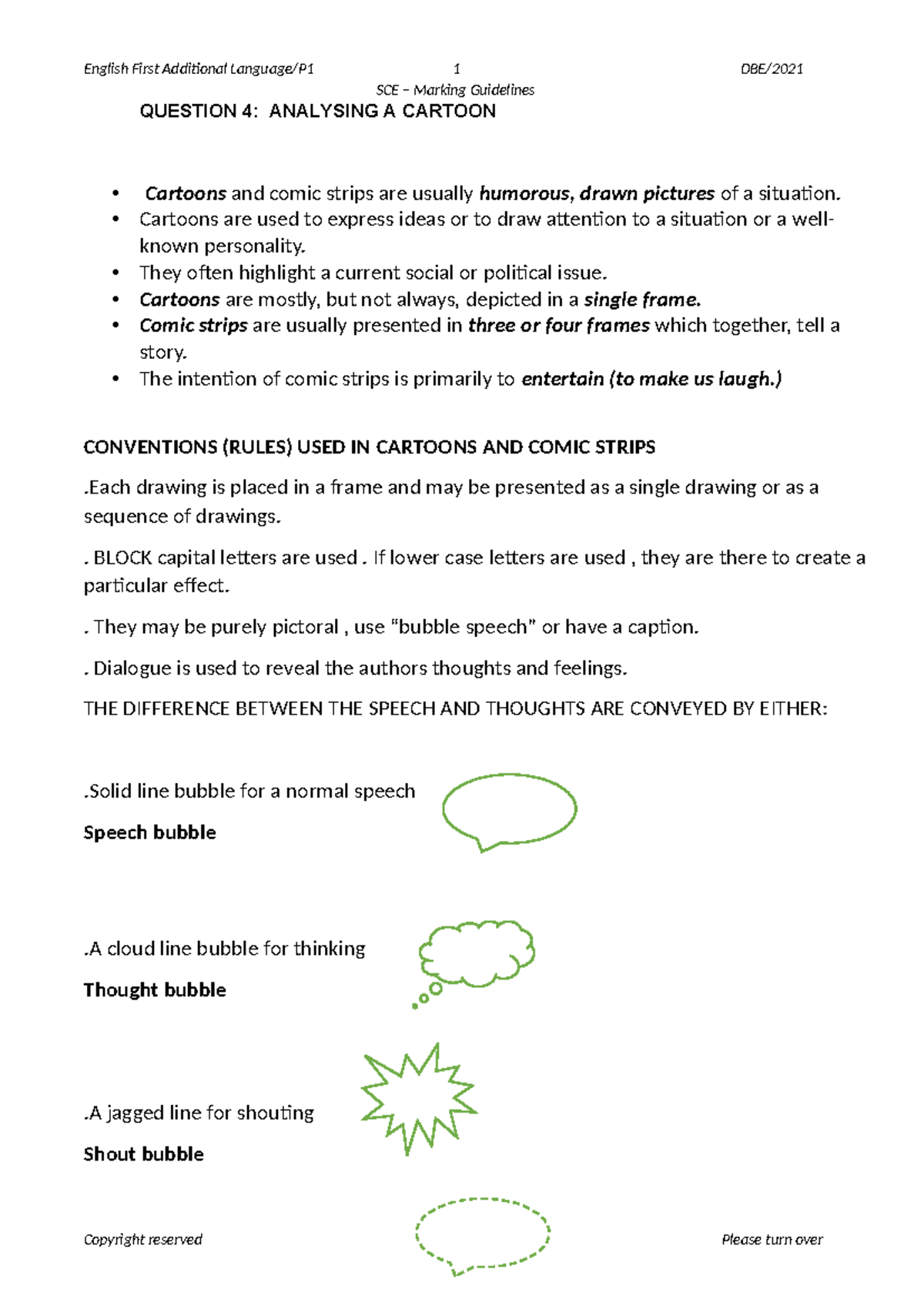 Visual Literacy Cartoons - ####### SCE – Marking Guidelines QUESTION 4 ...