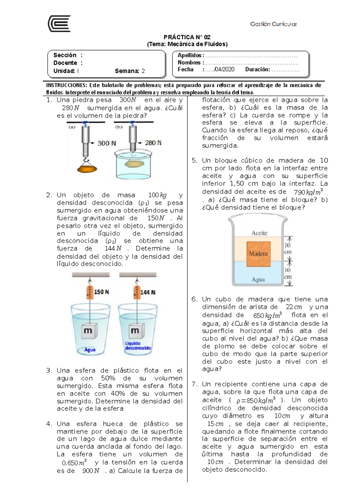 2 Mec Fluidos 2020 - Prueba1 - PRÁCTICA N° 02 (Tema: Mecánica De ...