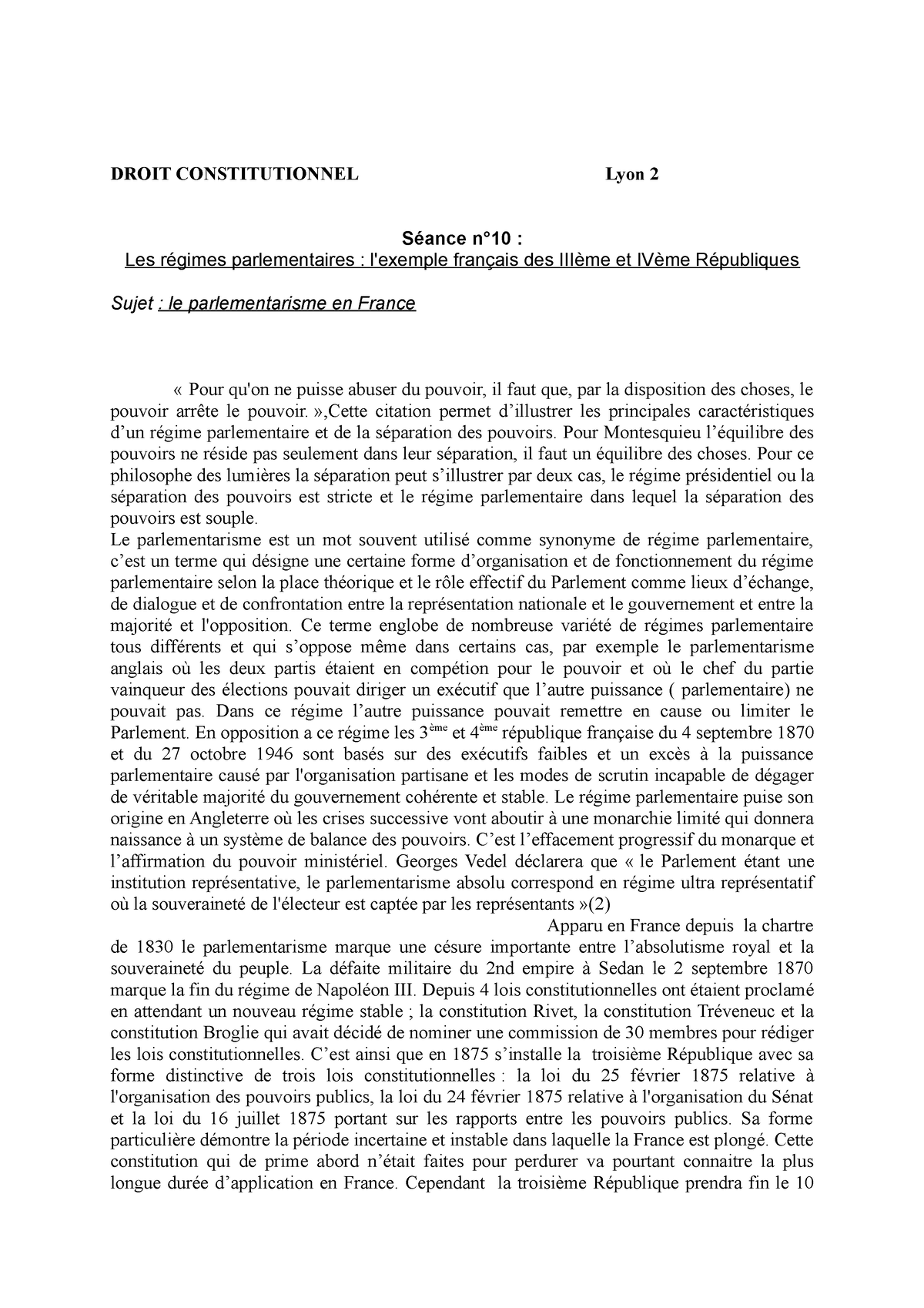 dissertation droit constitutionnel 5eme republique