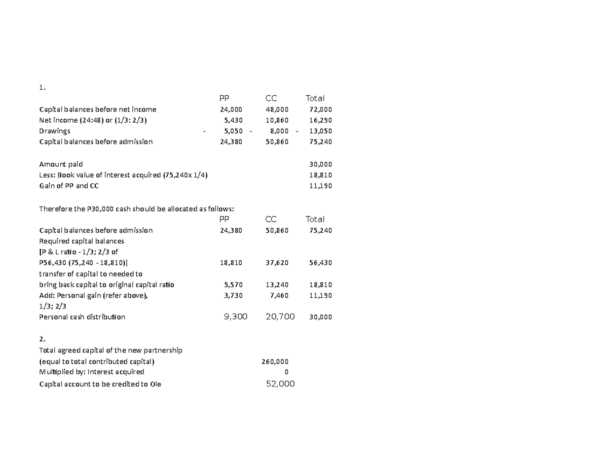 QUIZ ( Partnership Dissolution & Liquidation) Solutions - 1. PP CC ...