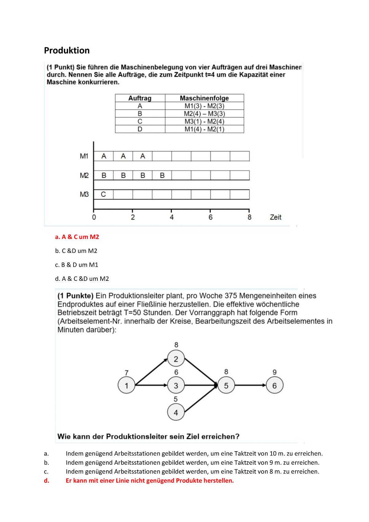 AK Ws2021 - Klausur 2021 - Produktion A. A & C Um M B. C &D Um M C. B ...