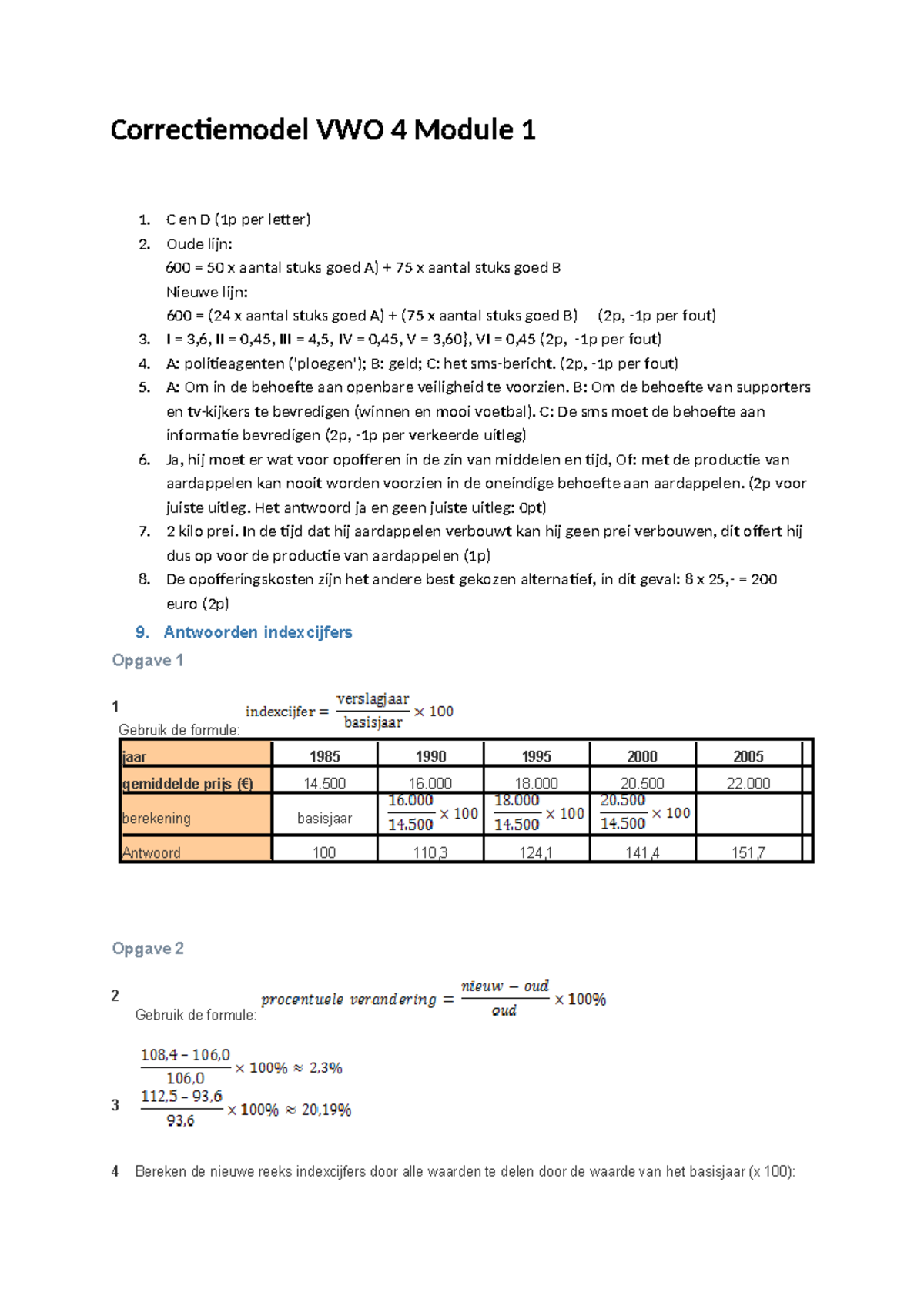 VWO 4 Economie Module 1 Oefentoets antwoorden - Correctiemodel VWO 4 ...