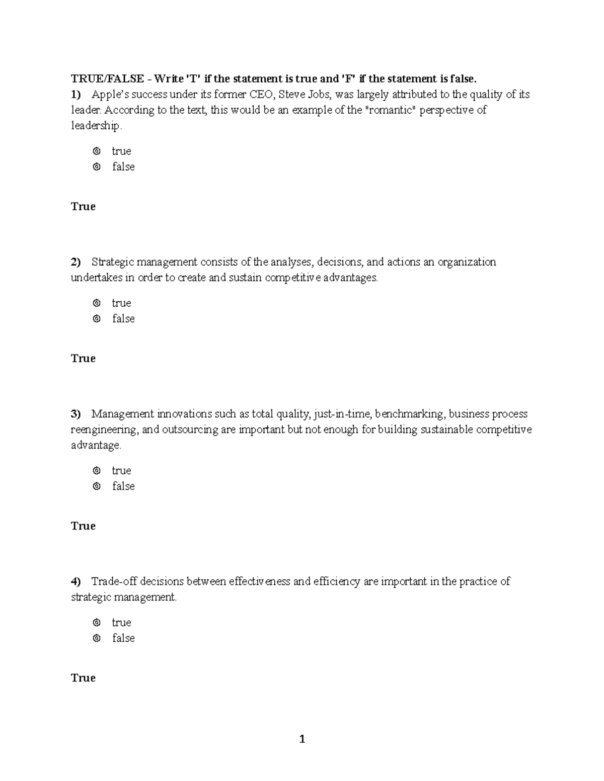 Chapter 01 - test - TRUE/FALSE - Write 'T' if the statement is true and ...
