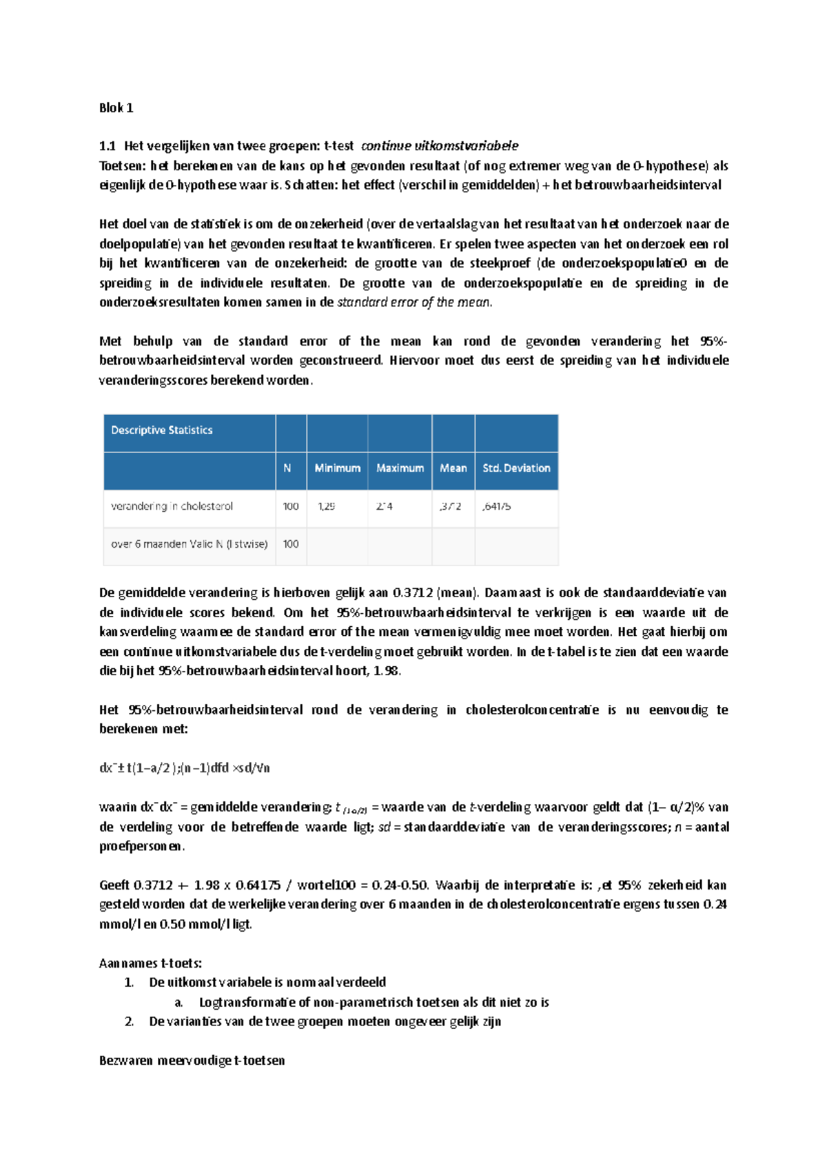 Samenvatting MTB2 - sv mtb2 - Blok 1 1 Het vergelijken van twee groepen ...