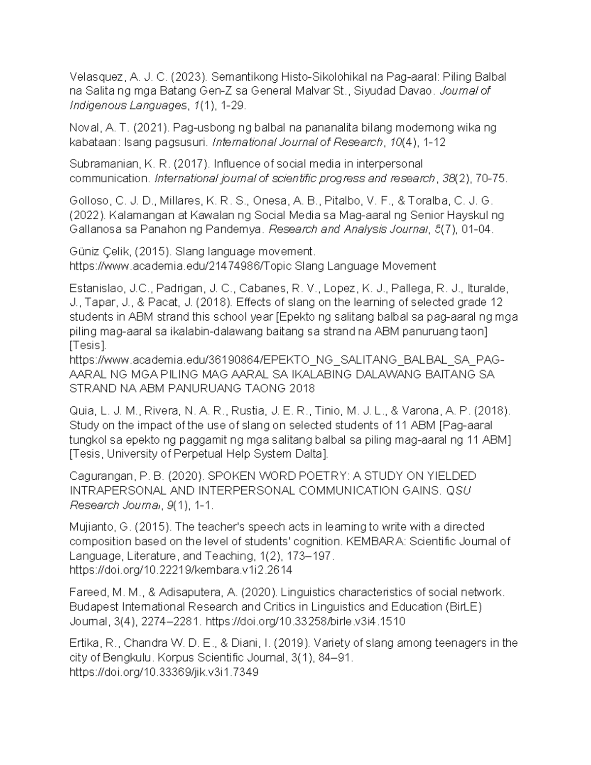 References-RRL- Fildis - Velasquez, A. J. C. (2023). Semantikong Histo ...